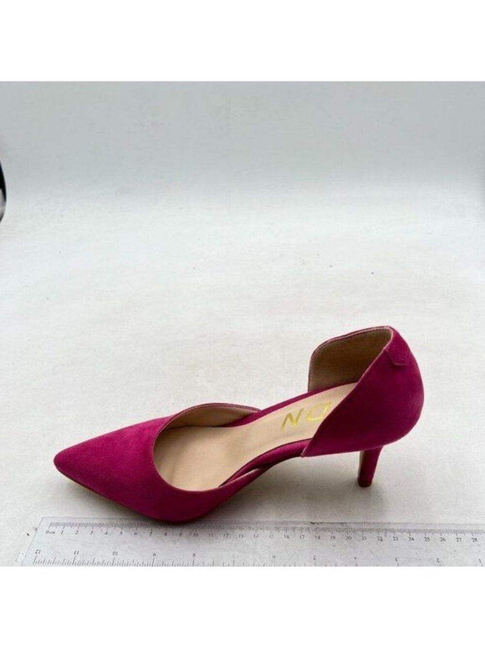 YDN Pink Mid Heels D'Orsay Pumps Suede Pointed Toe Slip On Dressy Shoes